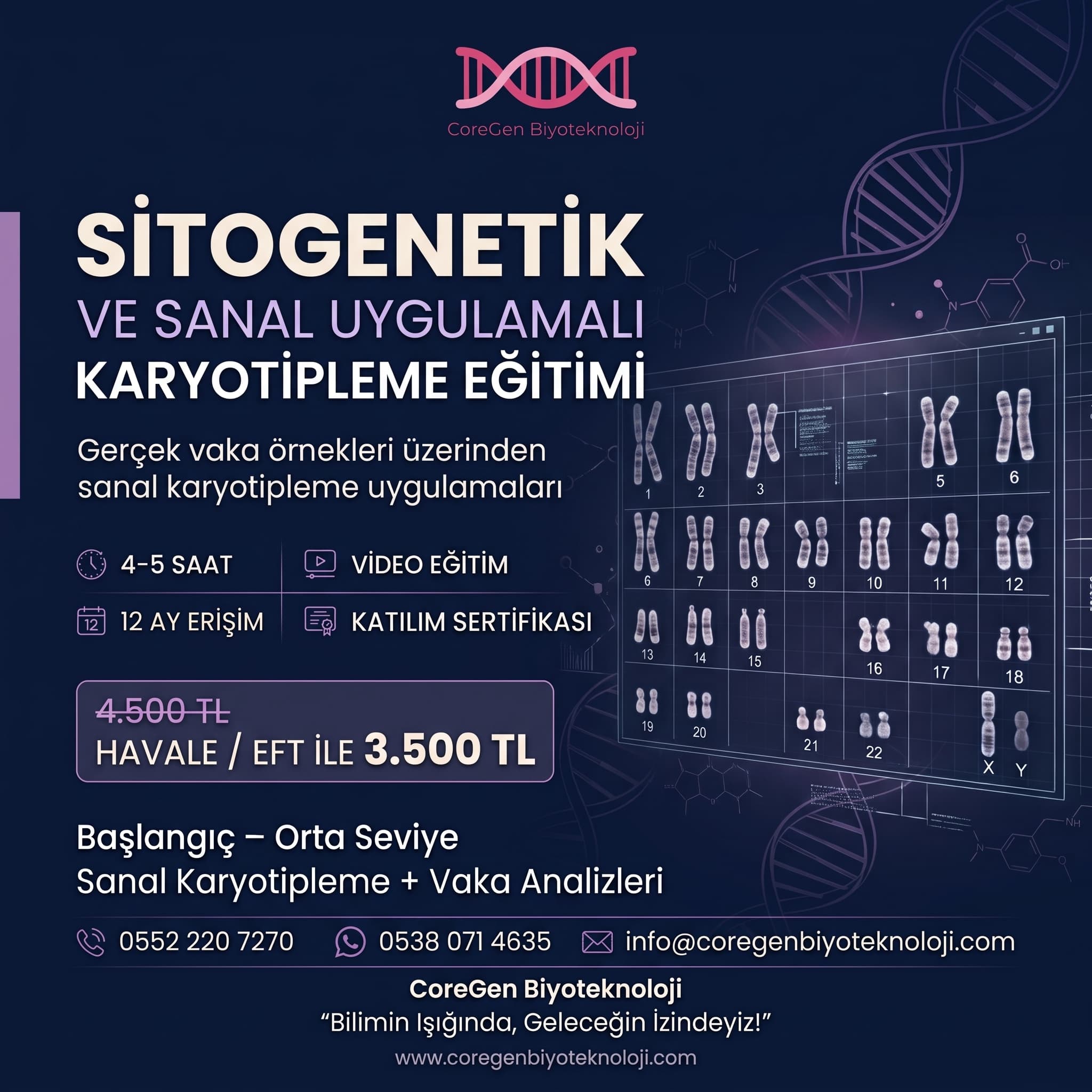 Sitogenetik ve Sanal Uygulamalı Karyotipleme Eğitimi